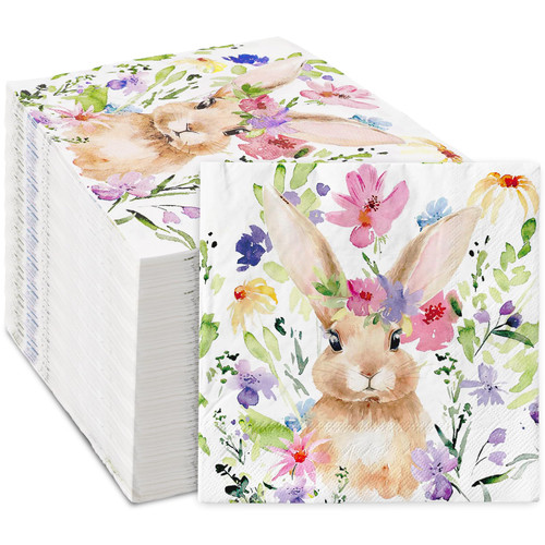JarThenaAMCS 80Pcs Easter Paper Napkins Watercolor Floral Flower Bunny Rabbit Disposable Napkin Luncheon Dinner Decorative Hand Towel Napkin for Party Supplies Table Decor JarThenaAMCS 80Pcs Easter Paper Napkins Watercolor Floral Flower Bunny Rabbit Disposable Napkin Luncheon Dinner Decorative Hand Towel Napkin for Party Supplies Table Decor