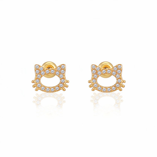 925 Sterling Silver Cat Stud Earrings Cute Animal Hypoallergenic Cubic Zirconia Perforate Ear Stud Jewelry Gifts for Women Girls Teen (gold) 925 Sterling Silver Cat Stud Earrings Cute Animal Hypoallergenic Cubic Zirconia Perforate Ear Stud Jewelry Gifts for Women Girls Teen (gold)