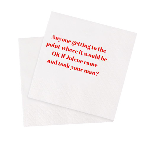 VOWFOO Funny Cocktail Napkins 100Pcs Funny Quotes Saying Disposable Paper Party Napkins 4.5 x 4.5 Two-ply (Anyone Getting to the Point Where It Would Be OK If Jolene Came and Took Your Man Napkins) VOWFOO Funny Cocktail Napkins 100Pcs Funny Quotes Saying Disposable Paper Party Napkins 4.5 x 4.5 Two-ply (Anyone Getting to the Point Where It Would Be OK If Jolene Came and Took Your Man Napkins)
