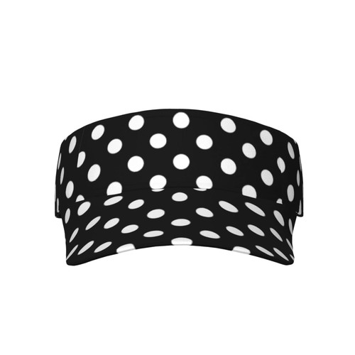Stylish White Polka Dot Visor Hat Sun Cap for Women for Sport Beach Tennis Golf Running Hiking Adjustable Cap