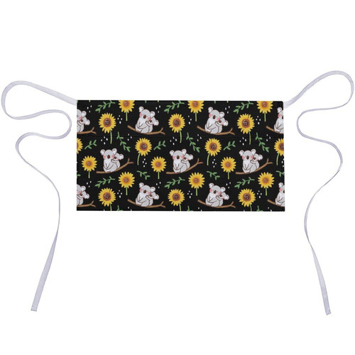 PUYWTIY Server Aprons with 3 Pockets, Kitchen Chef Cooking Waiter Half Waist Apron for Men Women, Cute Koala Black Yellow Sunflower Waterproof Restaurant Waitress Apron