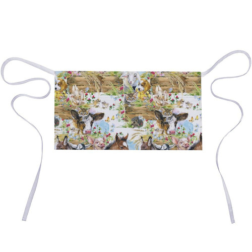 PUYWTIY Half Waist Apron with 3 Pockets, Cute Pets Chicken Dog Duck Donkey Kitten Cat Pig Floral Server Aprons for Men Women, Waterproof Kitchen Cooking Serving Apron with Long Strap