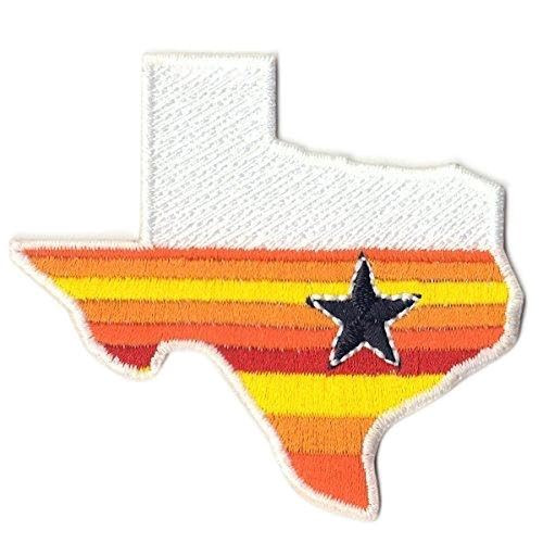 Texas Houston Star Orange Patch Rainbow Sign Embroidered Logo Iron On