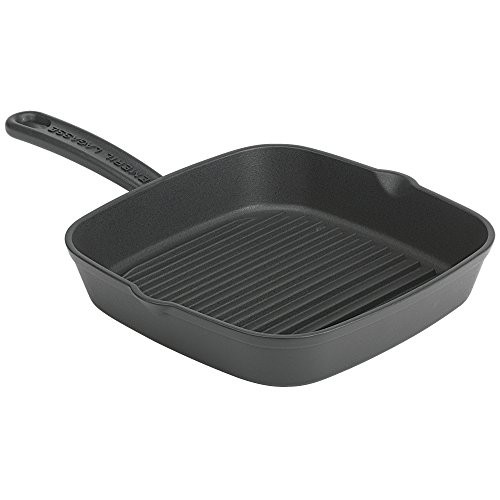 Emeril Lagasse 62983 Pre-Seasoned Cast Iron Square Grill Pan, 10", Black