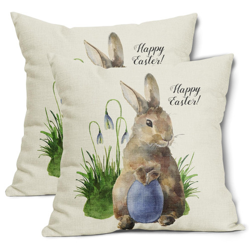 aportt Happy Easter Pillow Cover Set of 2 18x18 Inch Easter Bunny Rabbit and Eggs Cotton Linen Decorative Throw Pillow Case Spring Outdoor Cushion Cover for Home Couch Sofa Farmhouse Decor aportt Happy Easter Pillow Cover Set of 2 18x18 Inch Easter Bunny Rabbit and Eggs Cotton Linen Decorative Throw Pillow Case Spring Outdoor Cushion Cover for Home Couch Sofa Farmhouse Decor