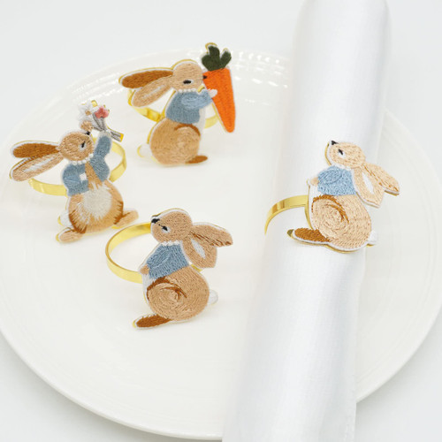 Utalek Easter Bunny Napkin Rings Set of 6 Rabbit Napkin Ring Holders Gold Napkin Rings for Easter Party Banquet Dinner Wedding Spring Table Decoration