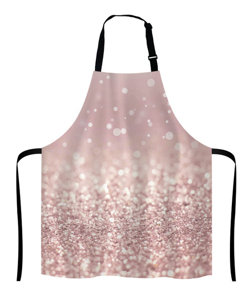 Lefolen Rose Gold Rainbow Glitter Bib Apron with Adjustable Neck for Men Women,Suitable for Home Kitchen Cooking Waitress Chef Grill Bistro Baking BBQ Apron