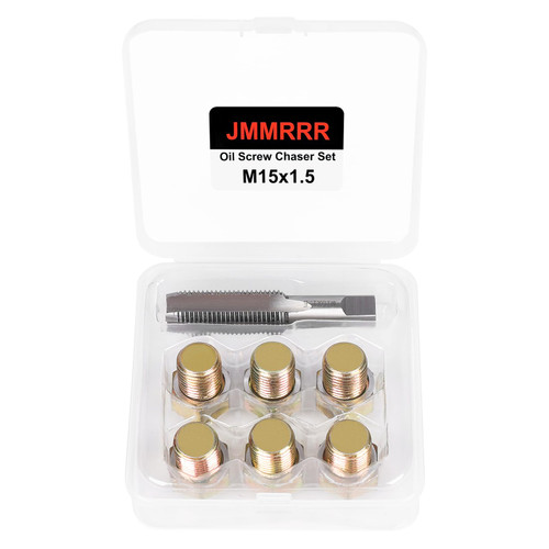 JMMRRR Oil Drain Plug Tap Thread Repair Kit M15 x 1.5MM Oil Pan Screws Rethread Tool Oil Drain Plug Thread Repair Tool Kit JMMRRR Oil Drain Plug Tap Thread Repair Kit M15 x 1.5MM Oil Pan Screws Rethread Tool Oil Drain Plug Thread Repair Tool Kit
