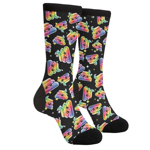 LUMANSITTER Rainbow Poop Poops Star Novelty Fun Crew Socks Fashion Comfortable Men And Women Crazy Dress Socks