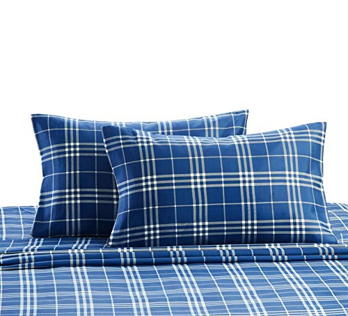 Harper Lane Plaid Sheet Set, Queen (Blue)