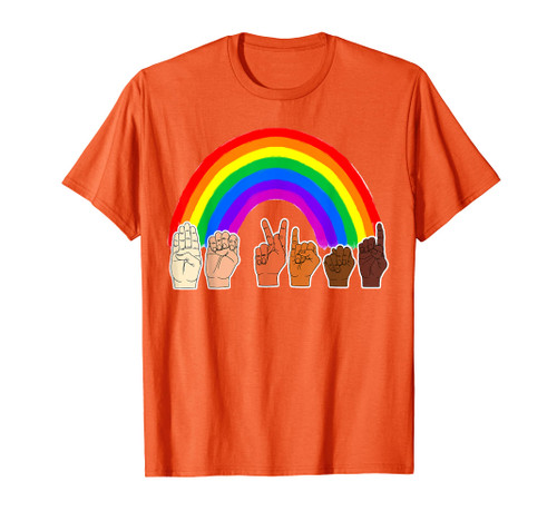 Unity Day ASL Rainbow Be Kind Teacher Orange Tee Girls 2024 T-Shirt