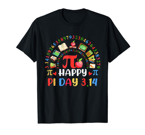 Rainbow Happy Pi Day Mathematic Math Teacher Pi Day 3.14 Kid T-Shirt