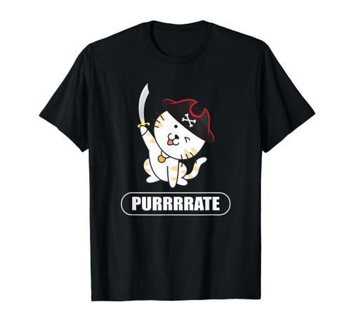 Purrrate Pirate Cat Jolly Roger Youth Pirate Cat Apparel T-Shirt