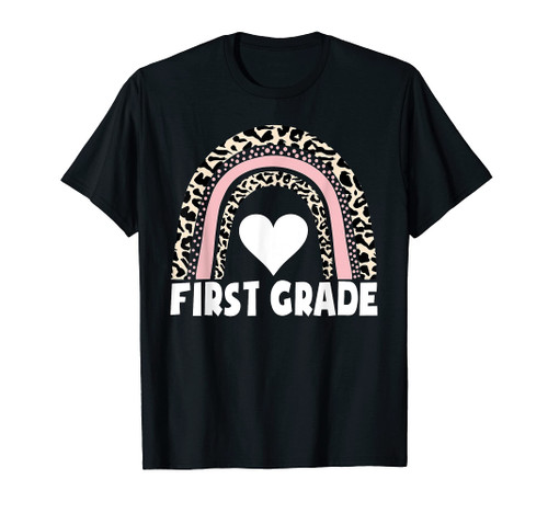 1st First Grade Teacher Women Back To School Leopard Rainbow T-Shirt 1st First Grade Teacher Women Back To School Leopard Rainbow T-Shirt