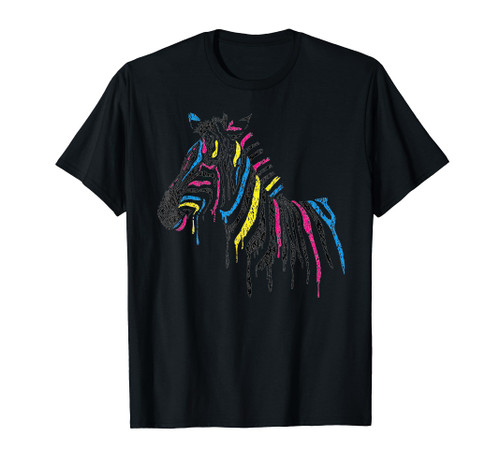 Beautiful Zebra With Colorful Stripes Art T-Shirt