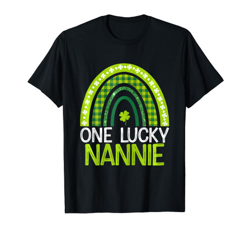 One Lucky Nannie Rainbow Saint Patricks Day Shamrock T-Shirt