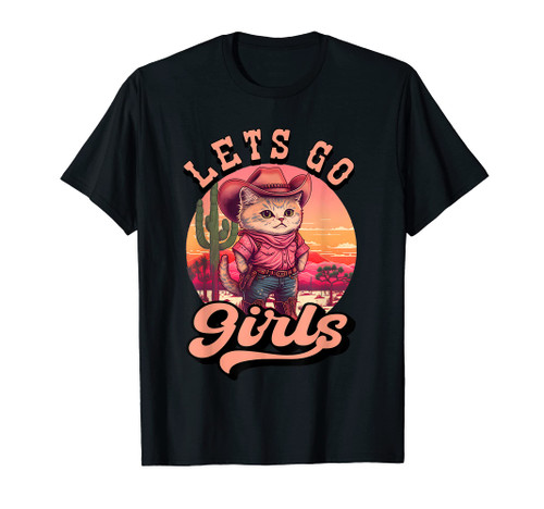 Cowgirl Cat Let's Go Girls Howdy Western Cowgirl T-Shirt