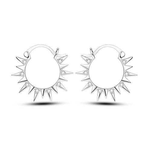 NARMO 925 Sterling Silver Hoop Earrings Sun Shaped Hoop Earrings for Women Simple Lightweight Earrings