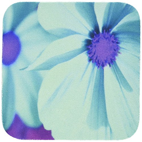 3dRose cst_36938_2 Vibrant Turquoise Flowers-Soft Coasters, Set of 8