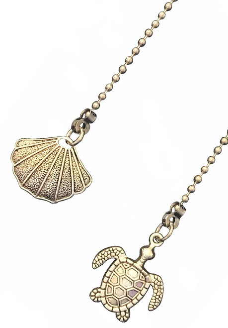 Sea Turtle & Beach Shell Fan Light Pull Chain Set