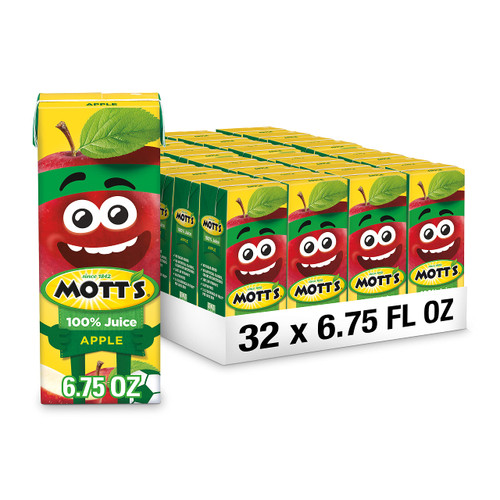 Mott's 100 Percent Original Apple Juice, 6.75 fl oz boxes, 32 Count (4 Packs of 8)