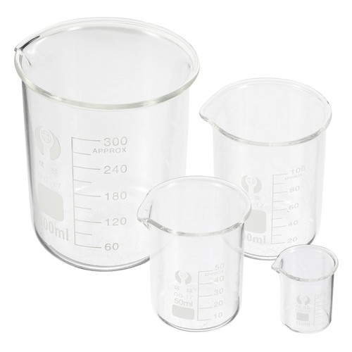 FUOYLOO 4pcs Set glass beaker epoxy cup 10ml beaker laboratory measuring cups laboratory beaker chemistry glassware measuring jug science measuring beaker measuring beakers conical