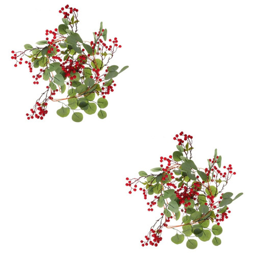 Holibanna 2pcs Decorative Green Plant Artificial Leaves Garland Plastic Plants Eucalyptus Garland Greenery Vines Fireplace Artificial Plants Eucalyptus Vine Plastic Eucalyptus Leaves Indoor