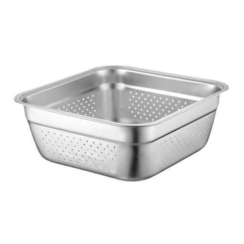 Luxshiny Stainless Steel Colander Rice Washing Bowl Colander Food Strainers 22cm Fruit Vegetable Washing Basket Pasta Rice Rinser Strainer Washer Sieve Sifters