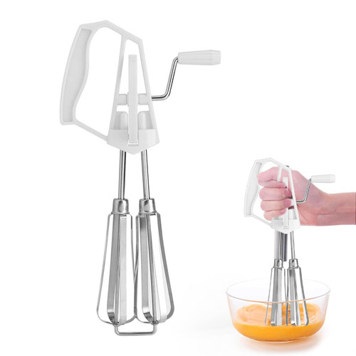 Egg Beater Mixer, Stainless Steel Rotary Manual Hand Whisk Egg Beater Mixer Blender Kitchen Tools (White) Egg Beater Mixer, Stainless Steel Rotary Manual Hand Whisk Egg Beater Mixer Blender Kitchen Tools (White)