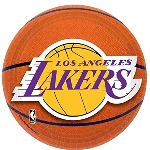 amscan 543627 Los Angeles Lakers NBA Collection 7 Dessert Plates, 24 Count
