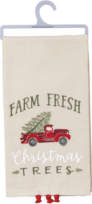 Primitives by Kathy Dish Towel-Farm Fresh Trees, 20" x 26", White