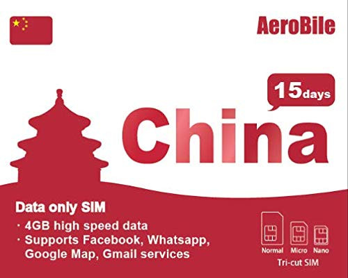 China Prepaid SIM card China Mobile 4GB/15-Day Prepaid Tourist Data SIM Roaming Saver