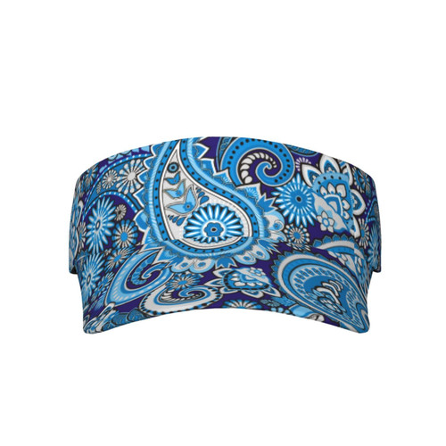 Paisley Blue Visor Cap Sun Hat for Women Men Teens for Sport Beach Tennis Golf Running Hiking Adjustable Cap