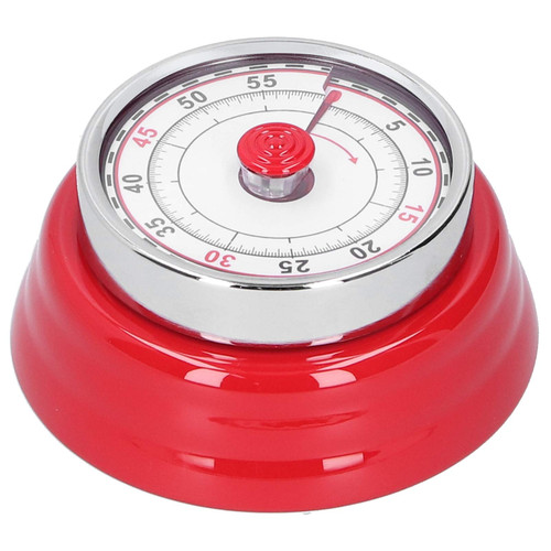 Magnetic Retro Kitchen Timer, Kitchen Countdown Cooking Timer Mechanical Timer Reminder Studying Round Clock for Time Management(Red)