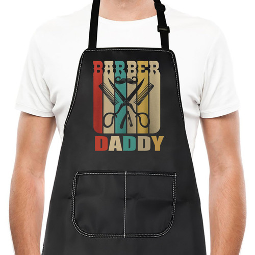 LEVLO Funny Barber Gift Barber Daddy Waterprof Adjustable Apron for Hair Stylist Dad Teacher(Barber Daddy)