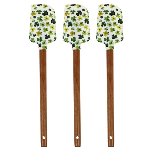 SHERCHPRY 3pcs Silicone Spatula Silicone Baking Spatulas St Patrick s Day Party Favors Gifts St. Patrick s Party Supplies Kitchen Baking Spatula Cream Spatula Christmas Wood Wooden Handle