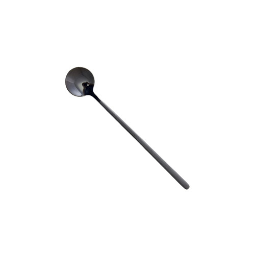 Tablespoons Stainless Steel Coffee Spoon Stirring Spoon Dessert Spoon Soup Spoon Large Small Spoon Serving Spoon (Color : Black, Size : L)