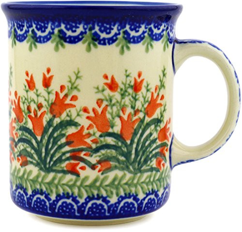Polish Pottery Coffee Tea Mug 10 oz (Sprouting Tulips)