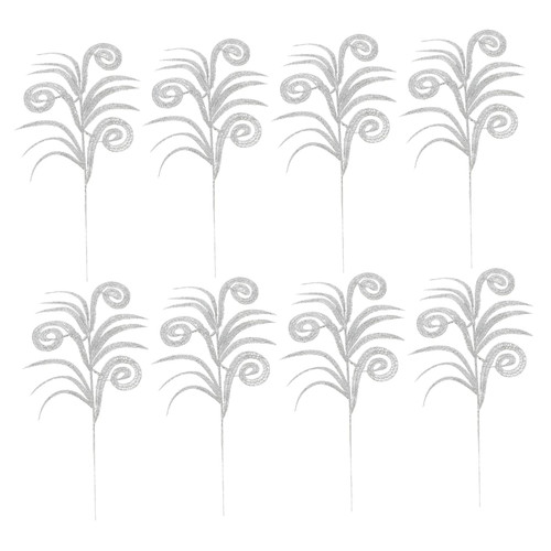 BESTOYARD 20 pcs Christmas Leaf Artificial Foliage Stems Christmas Decorations Silver Wreath Xmas Leaves Picks Fake Leaves Christmas Glitter Leaves Artificial Leaf Flash Props