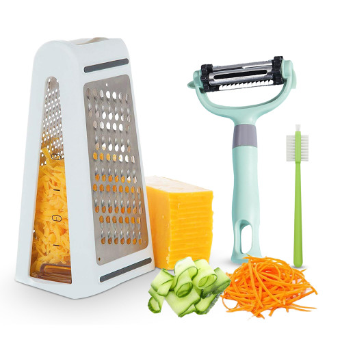 BuyBrilliance Cheese Grater, Stainless Steel 2-Sided Graters for Kitchen Box Grater for Cheese,Vegetables and Ginger Cheese Grater with Container and Vegetable Peeler- Potato Grater for Kitchen BuyBrilliance Cheese Grater, Stainless Steel 2-Sided Graters for Kitchen Box Grater for Cheese,Vegetables and Ginger Cheese Grater with Container and Vegetable Peeler- Potato Grater for Kitchen