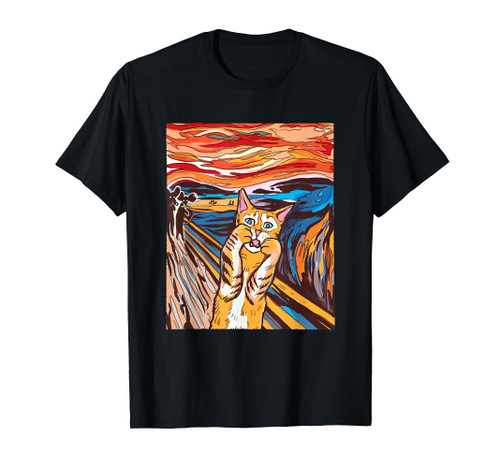 Funny Tabby Cat Scream Munch's Painting The Scream T-Shirt
