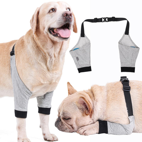 Dog Elbow Protector for Calluses, Dog Recovery Suit for Front Legs, Dog Leg Joint Sleeve Protective Elbow Pads with Elastic Band, Dog Pants to Prevent Licking Wounds, Dog Knee Brace Dog Elbow Pads