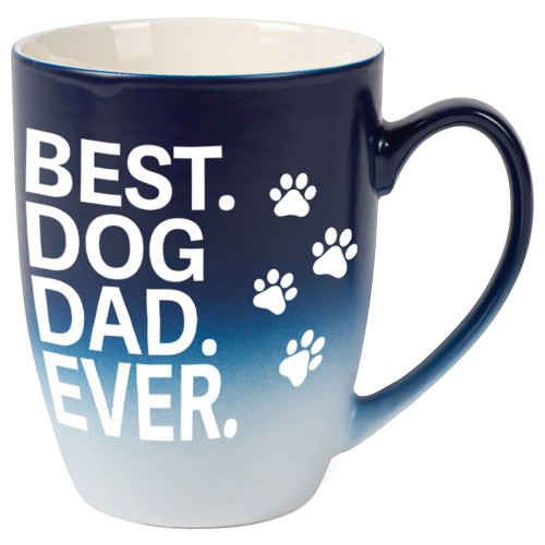 Elanze Designs Best Dog Dad Ever Two Toned Ombre Matte Navy Blue and White 12 ounce Ceramic Stoneware Coffee Cup Mug