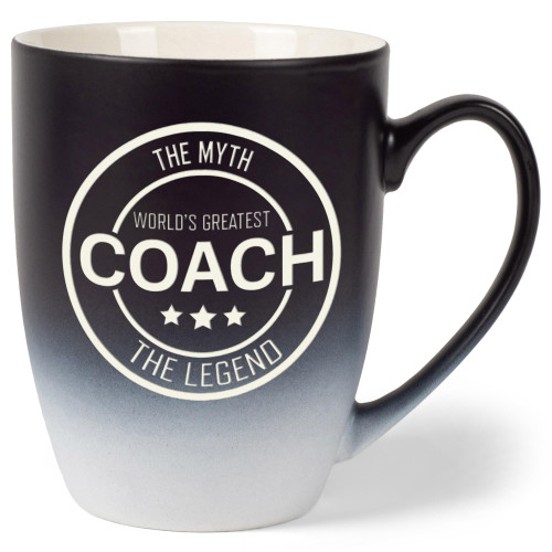 Elanze Designs World's Greatest Coach Two Toned Ombre Matte Black and White 12 ounce Ceramic Stoneware Coffee Cup Mug