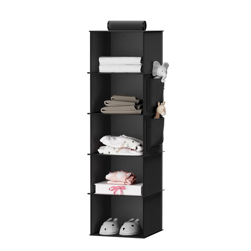 YOUDENOVA Hanging Closet Organizer, 5-Shelf Closet Hanging Storage Shelves, Black