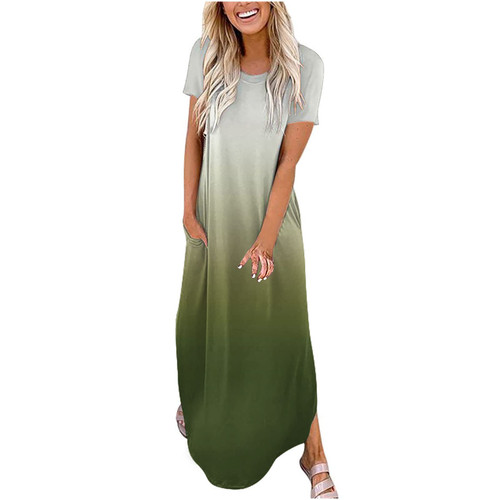 Women's Casual Loose Sundress Long Dress Sleeveless Split Maxi Dresses Gradient Summer Beach Dress with Pockets Women's Casual Loose Sundress Long Dress Sleeveless Split Maxi Dresses Gradient Summer Beach Dress with Pockets