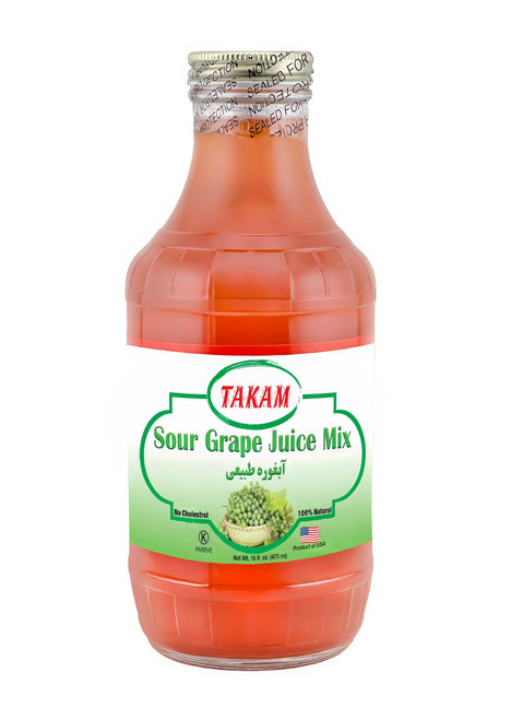 TAKAM Sour Grape Juice 16 Fl Oz Persian Verjus (Abghooreh) Zesty & Tart - from Juice of Unripe Grapes - Not from Concentrate, Perfect for Cooking & Recipes - adds Sour Flavor - Natural - Kosher Certified, Made in USA