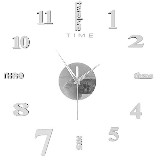 YIWULA Frameless DIY Wall Clock,Modern 3D Mirror Wall Clock Decor Sticker DIY Clock kit for Home Living Room Bedroom Office Wall Decorations (Silver, 100x100cm) YIWULA Frameless DIY Wall Clock,Modern 3D Mirror Wall Clock Decor Sticker DIY Clock kit for Home Living Room Bedroom Office Wall Decorations (Silver, 100x100cm)