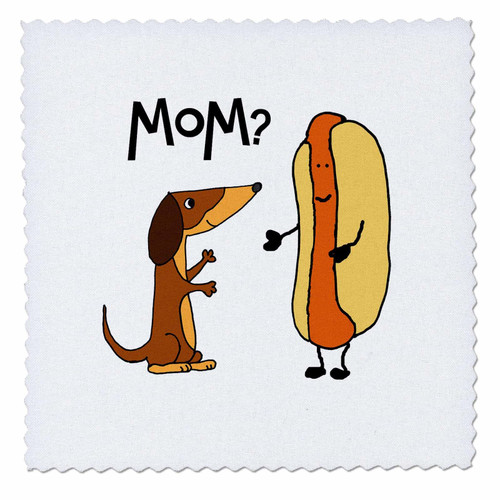 3dRose Funny Dachshund Puppy Dog Thinks Wiener Hotdog is Mother Satire - Quilt Squares (qs_350977_6) 3dRose Funny Dachshund Puppy Dog Thinks Wiener Hotdog is Mother Satire - Quilt Squares (qs_350977_6)