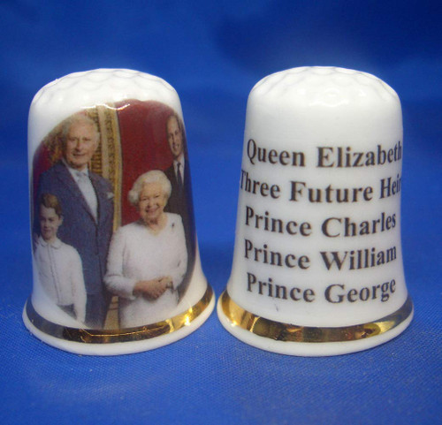 Birchcroft Porcelain China Collectable Thimble - Queen Elizabeth & Three Future Heirs Box